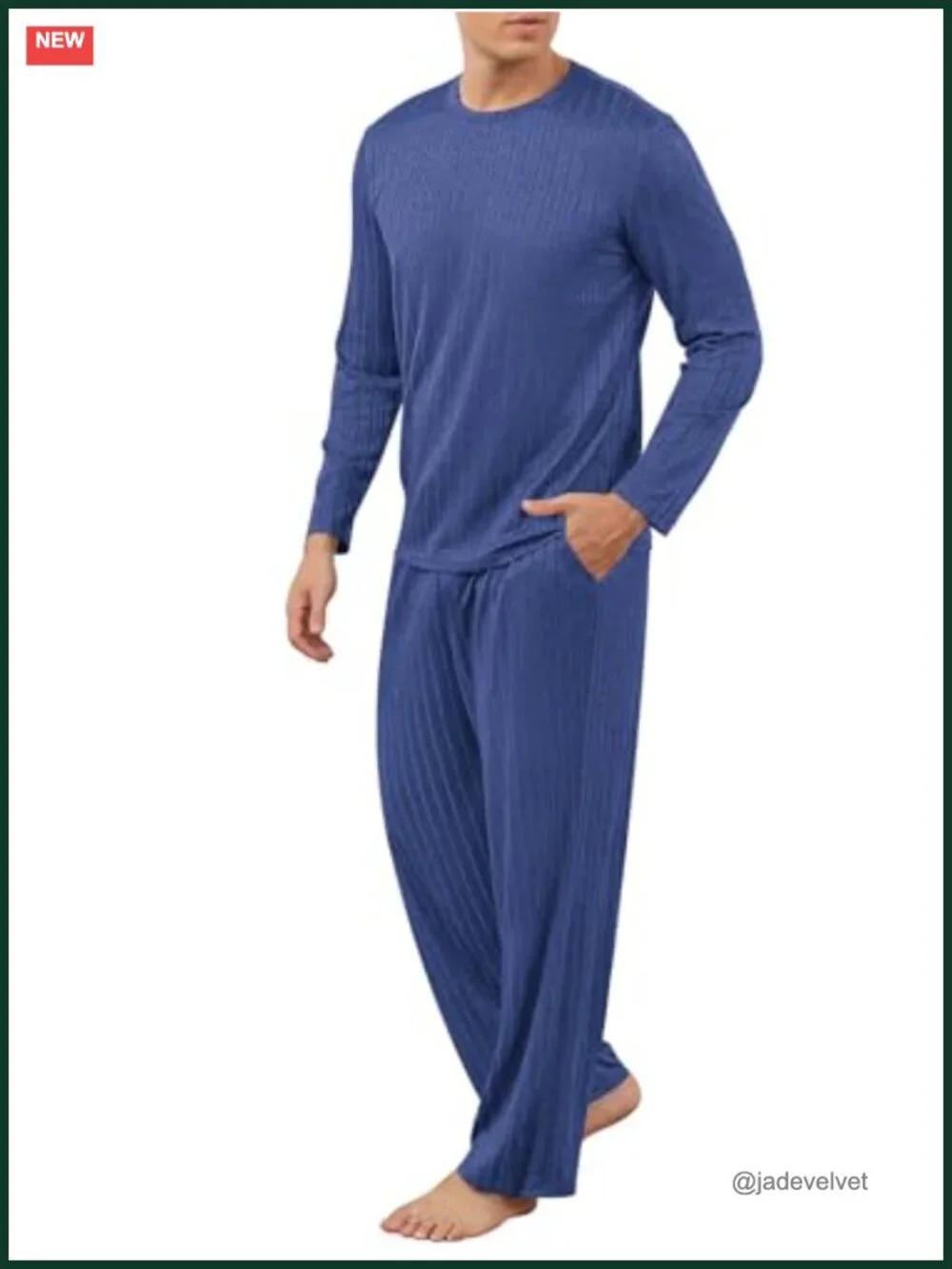 Men's Pajama Set Soft Ribbed Lightweight Lounge Wear 2 Piece Sleepwear